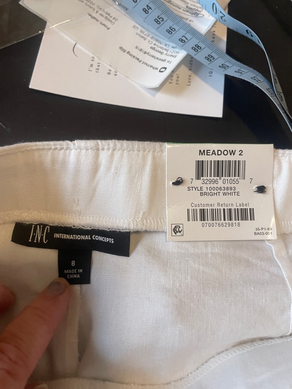 Inc international concepts white wide leg linen blend pants size 8 - Picture 5 of 6